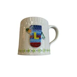Anthropologie Mitten Mug Monogram L New Bundled Up Collection